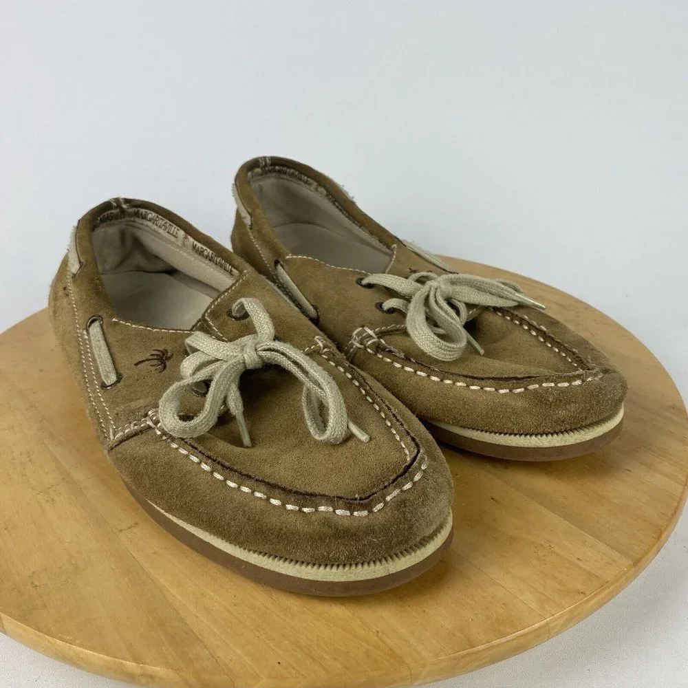 Margaritaville‎ Boat Deck Shoe Men's 9.5 Tan Leather Shoes South Shore Jimmy